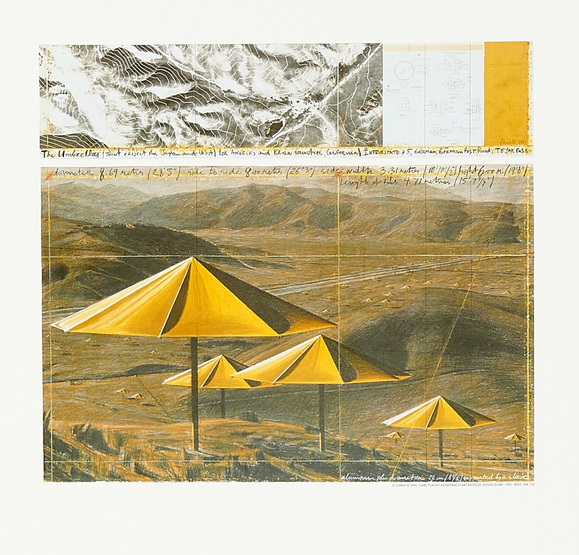 Christo The Yellow Umbrellas and The Blue Umbrellas (1991) MutualArt
