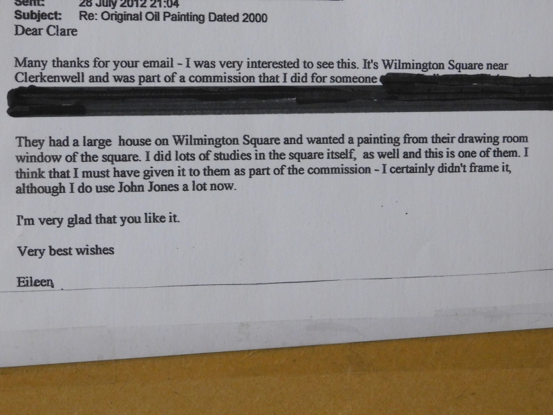 Artwork by Eileen Hogan, Wilmington Square, Made of oil on board