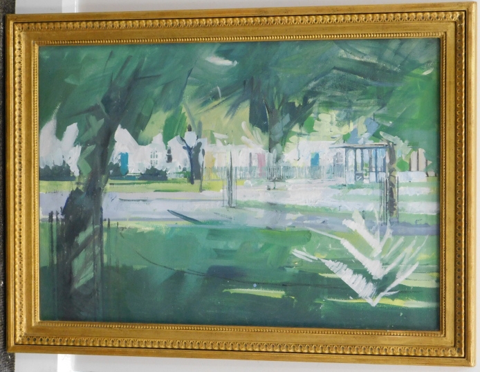 Artwork by Eileen Hogan, Wilmington Square, Made of oil on board