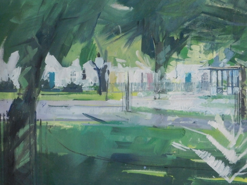 Artwork by Eileen Hogan, Wilmington Square, Made of oil on board