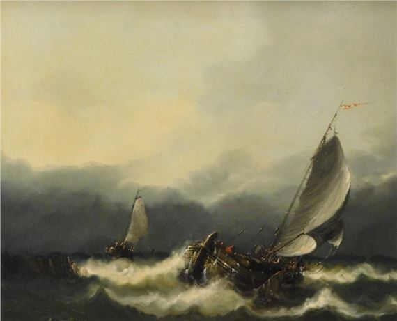 Ships on stormy waters by Frans J Van der Heide