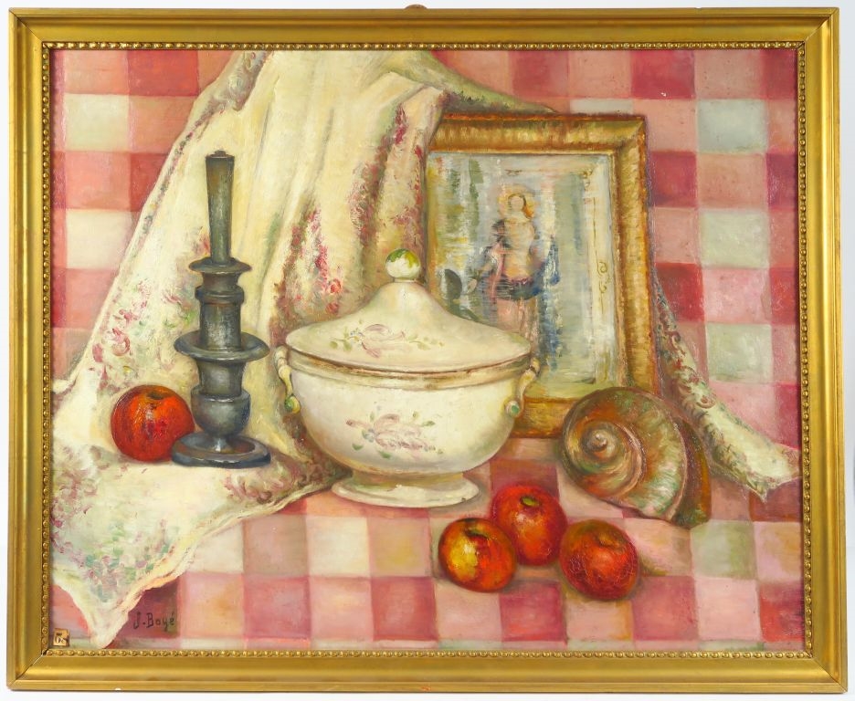 Artwork by J. Boye, Nature morte aux fruits et à la soupière, Made of Oil on canvas