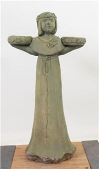 Garden Statue Depicting young girl holding a bowl on each side - Sylvia Shaw Judson