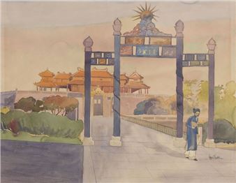 L'une figurant la porte Ngo Mon de la Cité impériale de Hué, la seconde figurant une scène de rue. - Van Thai