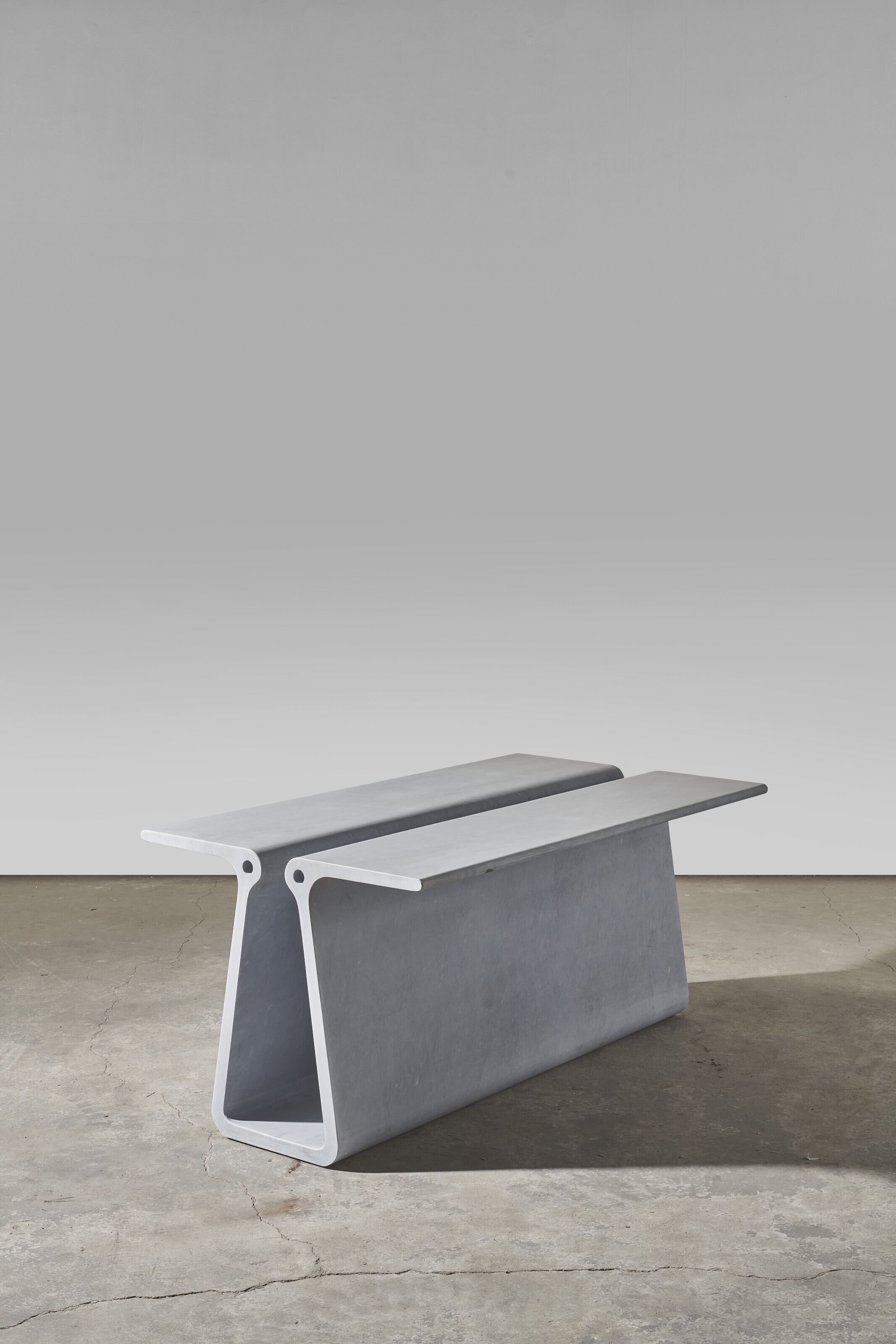 Artwork by Marc Newson, EXTRUDED TABLE 2 (GREY), Made of grey Bardiglio marble