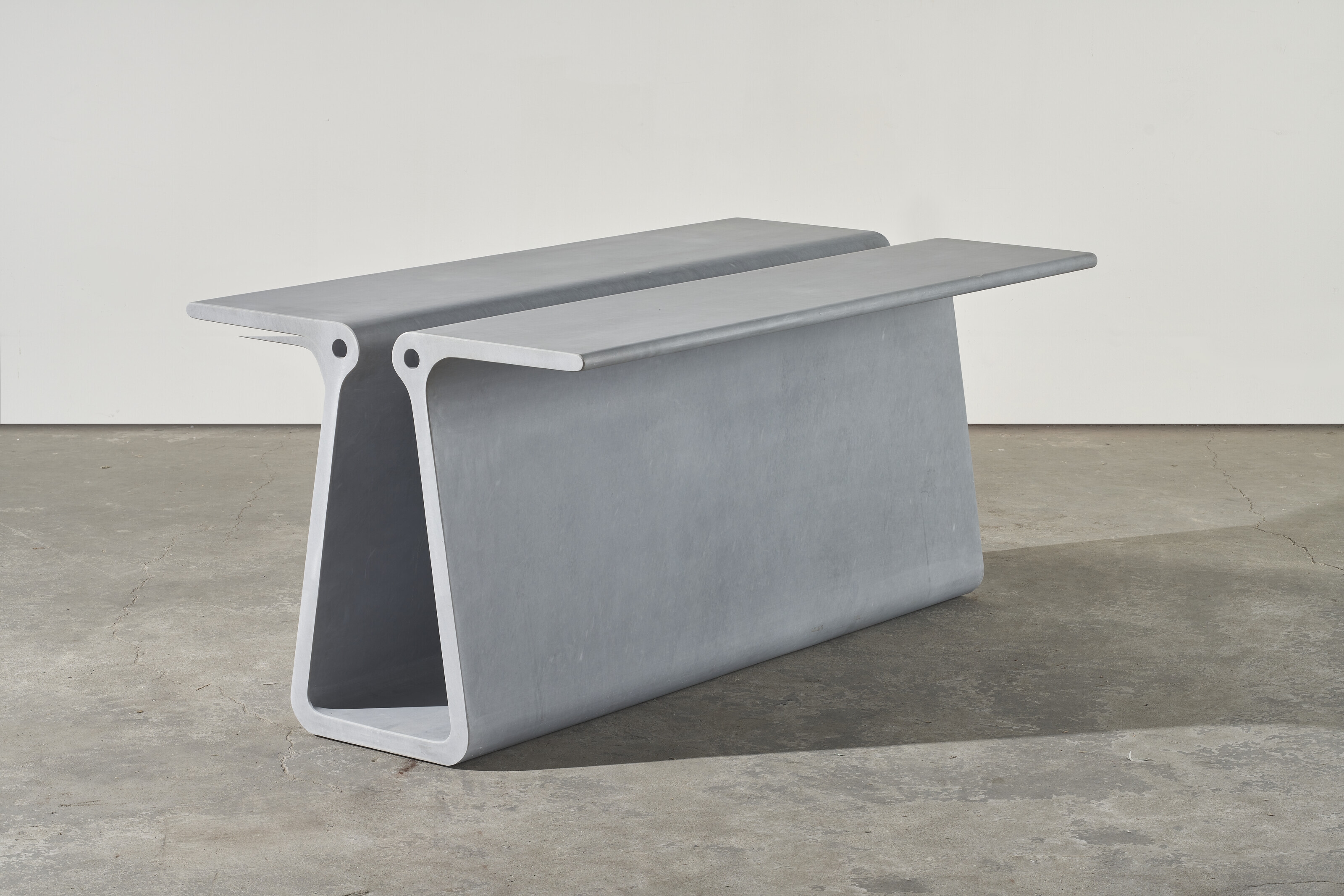 Artwork by Marc Newson, EXTRUDED TABLE 2 (GREY), Made of grey Bardiglio marble