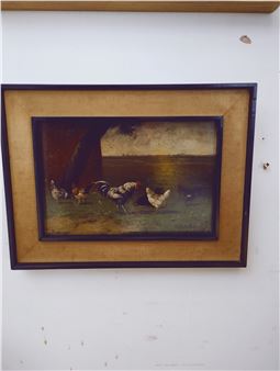 chickens in a landscape - Alfred-Eugene Capelle