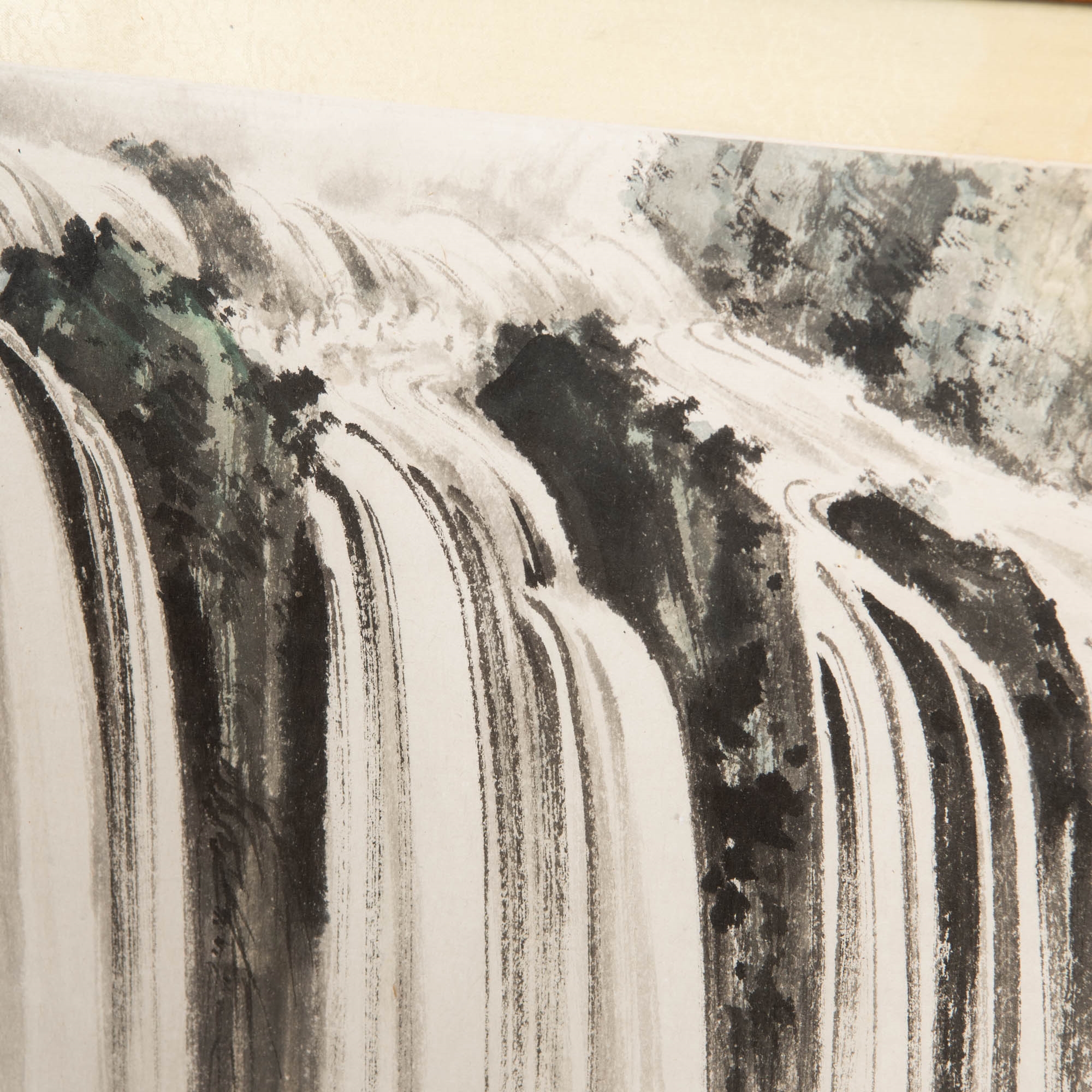 Artwork by Huang Junbi, 黃君璧 瀑布圖鏡框 A Chinese painting of a waterfall, Made of painting