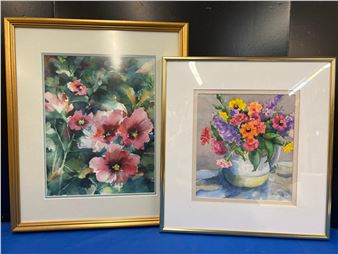Pair of Floral Watercolors - Margaret Haines