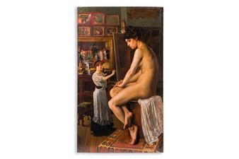 Artist at work in the first real academy for women in Belgium - Willem Geets