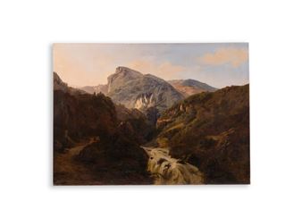 Animated mountain landscape with a waterfall - Edouard de Vigne