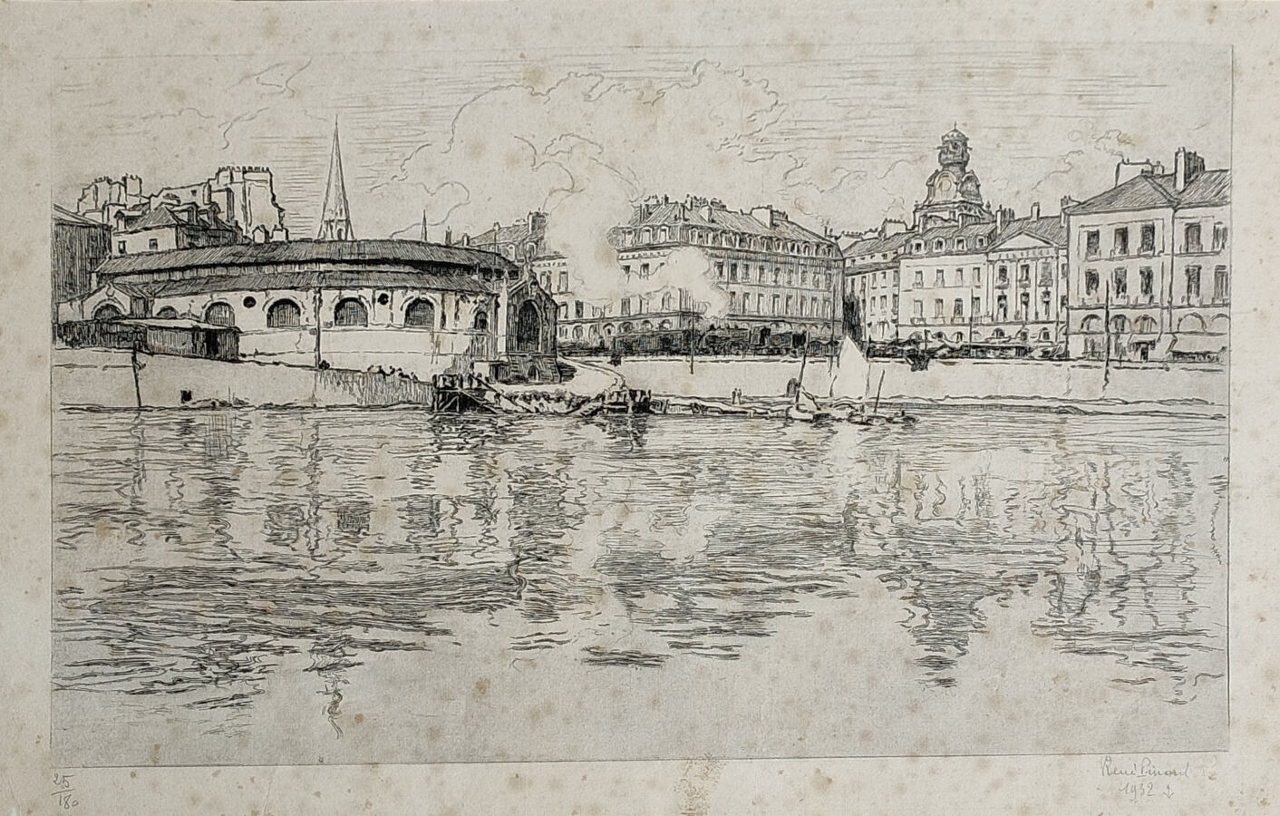 Artwork by René Pinard, René PINARD (1883-1938) La pointe d'amont de l'ïle Feydeau, Made of Gravure