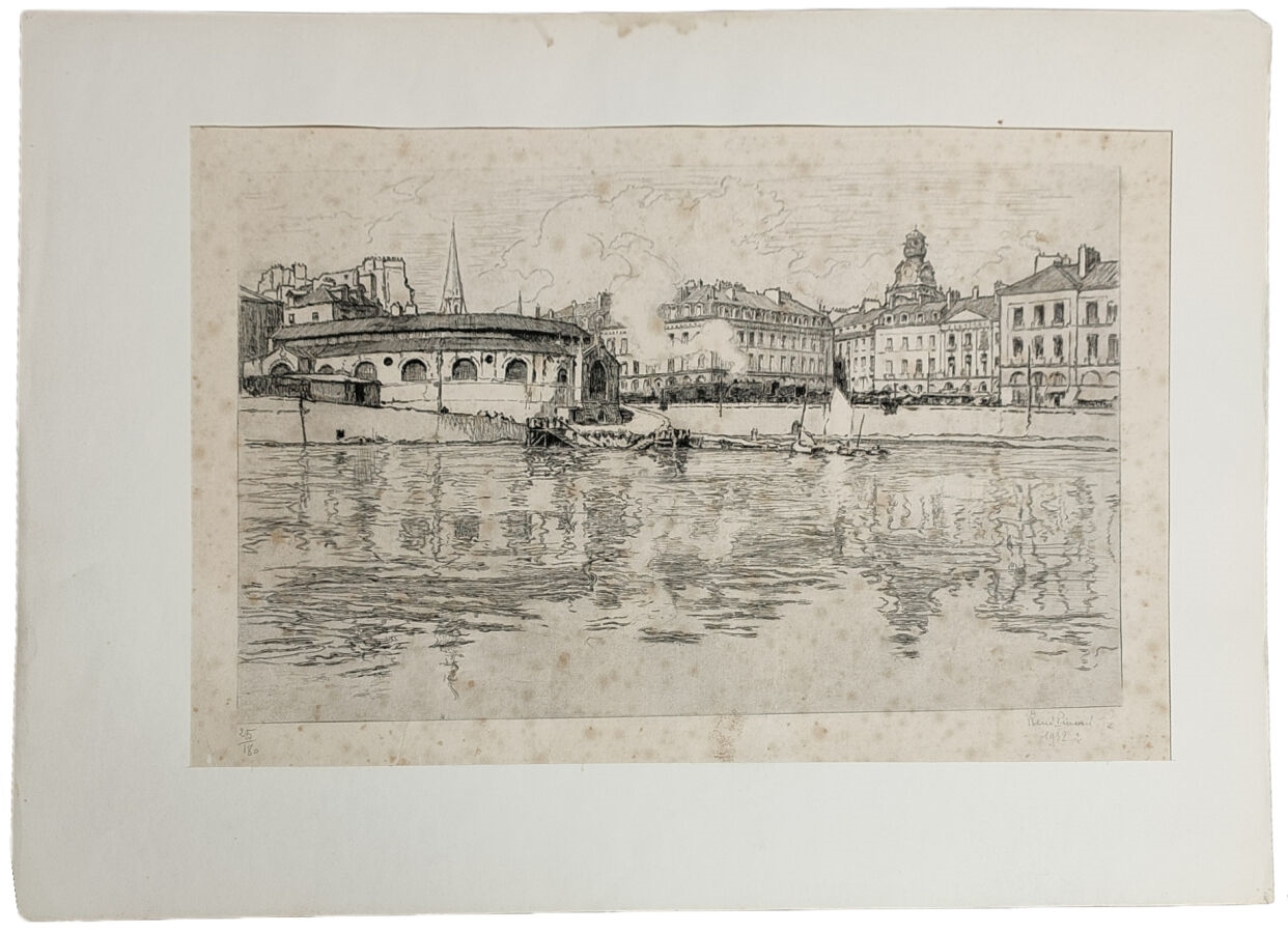 Artwork by René Pinard, René PINARD (1883-1938) La pointe d'amont de l'ïle Feydeau, Made of Gravure