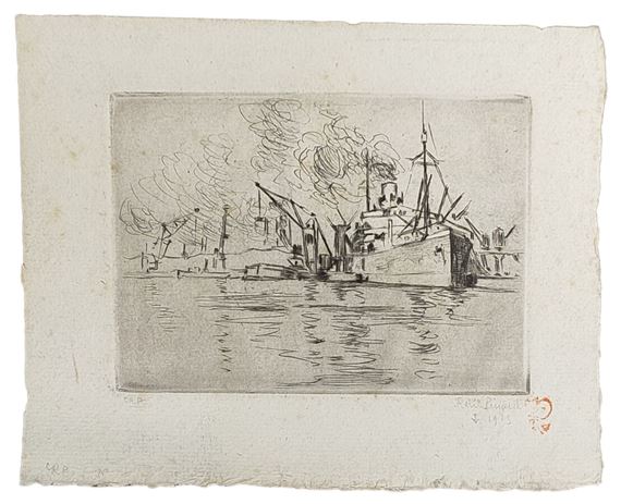 René PINARD (1883-1938) Le bassin Belot au Havre