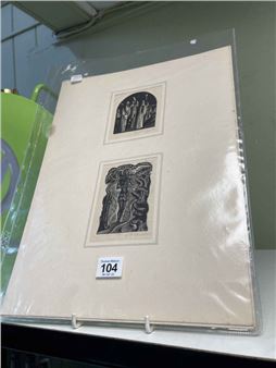 four small religious woodcuts. - Olive F. Openshaw