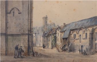 Vue du château de Vendôme depuis le parvis de l’abbatiale - Louis J. B. Moullin