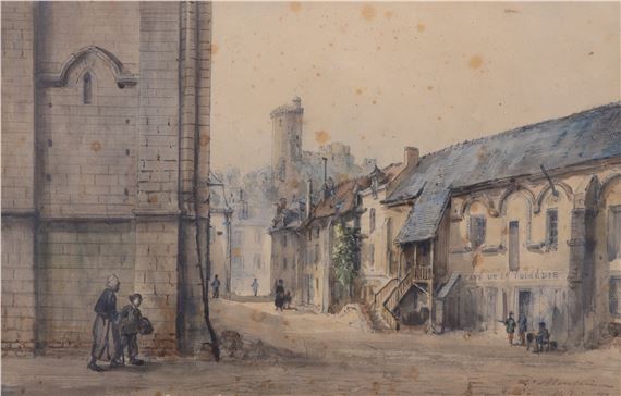 Vue du château de Vendôme depuis le parvis de l’abbatiale by Louis J. B. Moullin, 1872