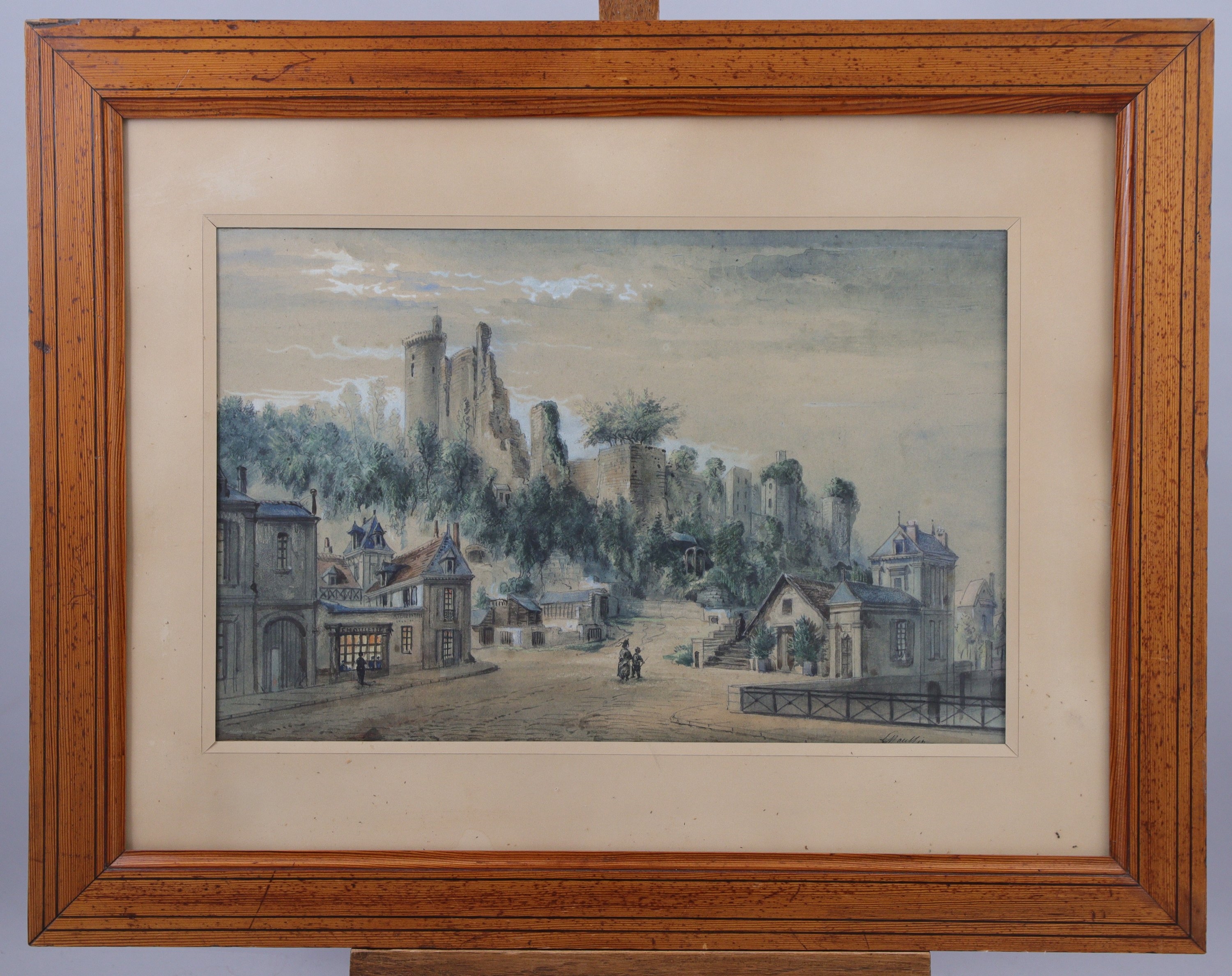 Artwork by Louis J. B. Moullin, Vue sur le château de Vendôme, Made of watercolor