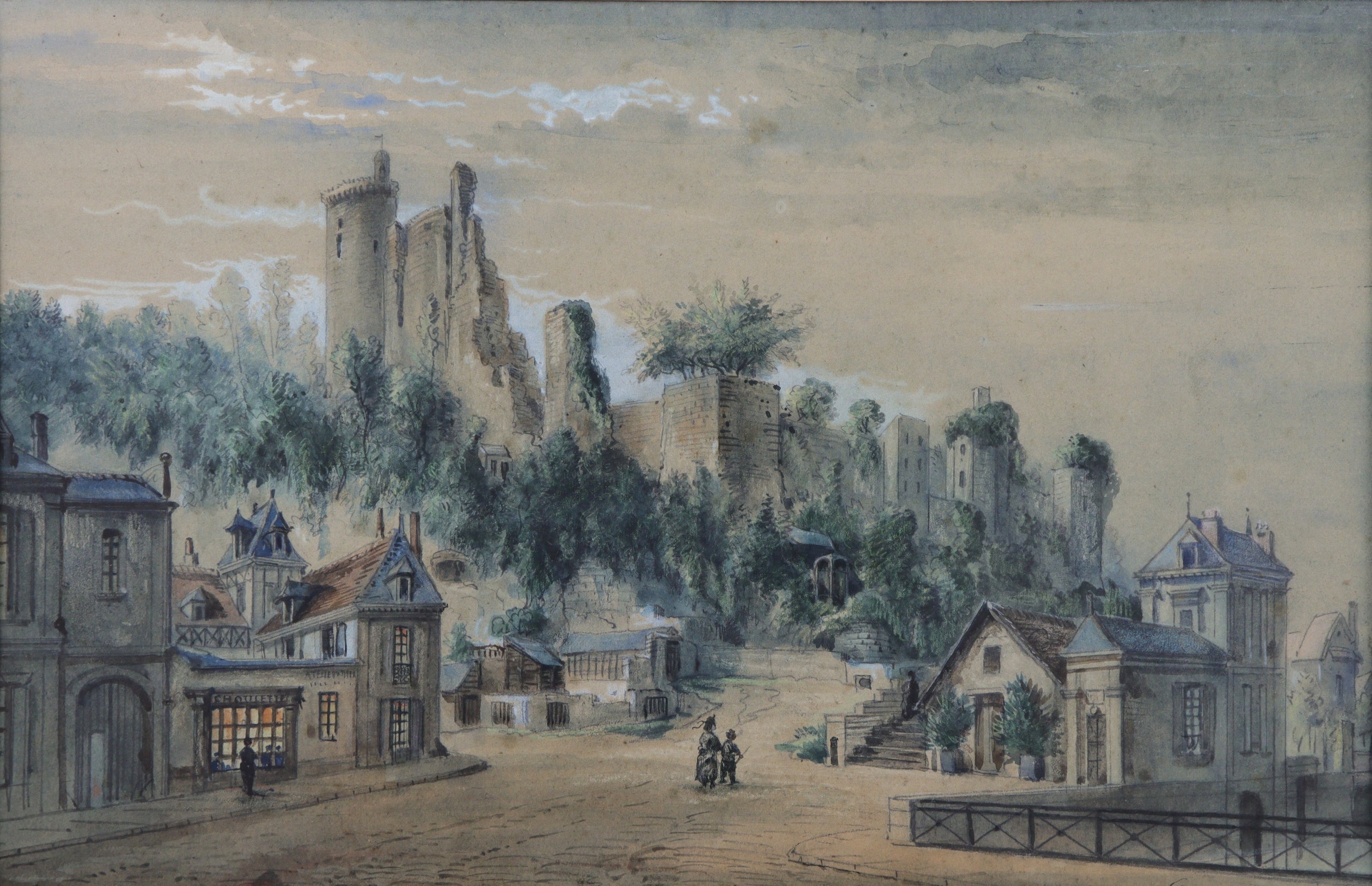 Artwork by Louis J. B. Moullin, Vue sur le château de Vendôme, Made of watercolor