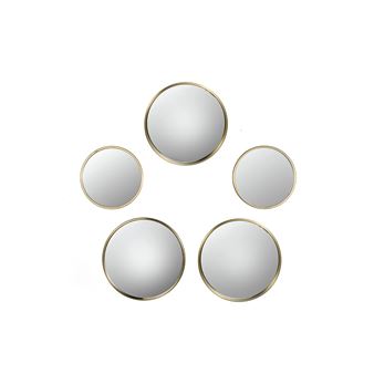 A set of five circular mirrors, model '132', brass frame. Editor's label. - Troed Nilsson