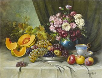 Still life with flowers and fruits - A. Szekelyhidy