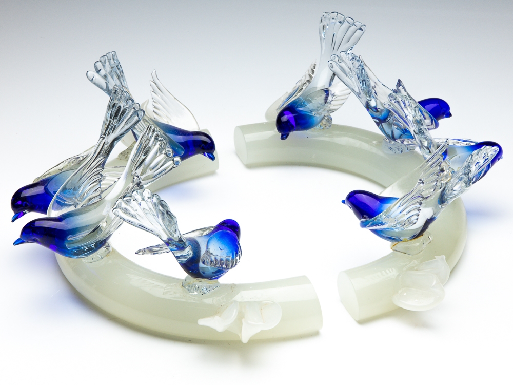 Elio Raffaeli | A mid centruy Elio Raffaeli Murano art glass eight bird ...