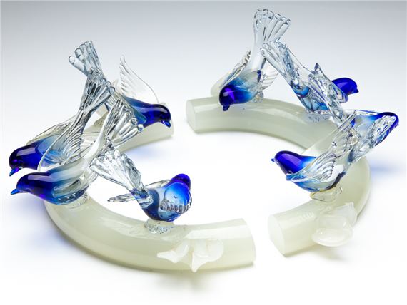 Elio Raffaeli | A mid centruy Elio Raffaeli Murano art glass eight bird ...