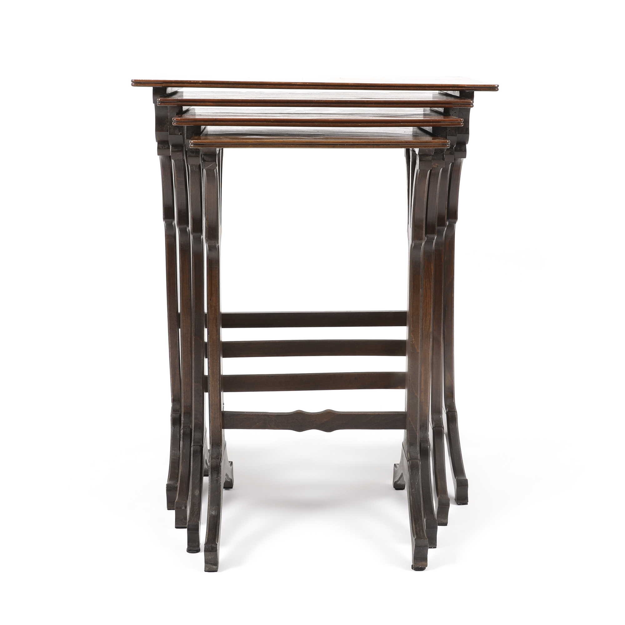 Emile Gallé | SCENERY MARQUETRY 4 TIER NESTING TABLE | MutualArt