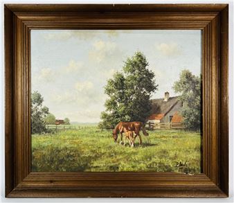 landschap met paard en veulen - Peter Motz