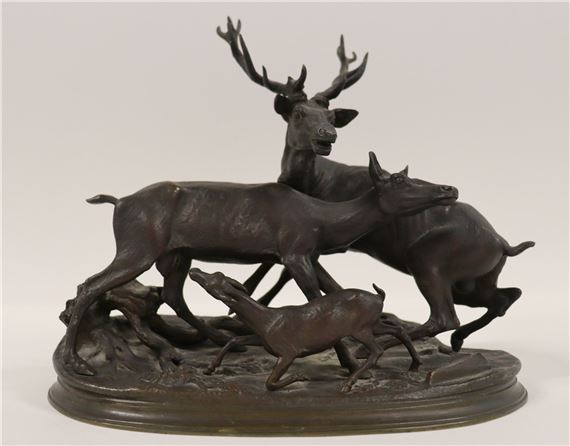 Bronze sculpture of Deer by Jules Moigniez, 1835
