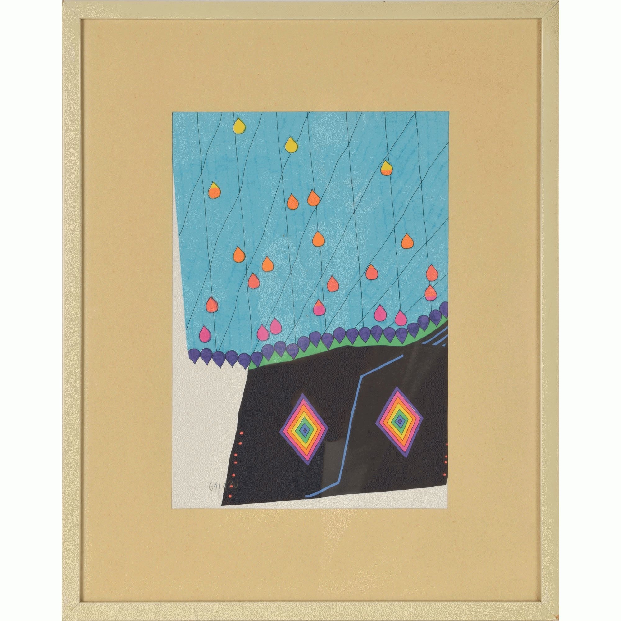 Heinz Trökes | Untitled, various patterns on a turquoise blue or black ...
