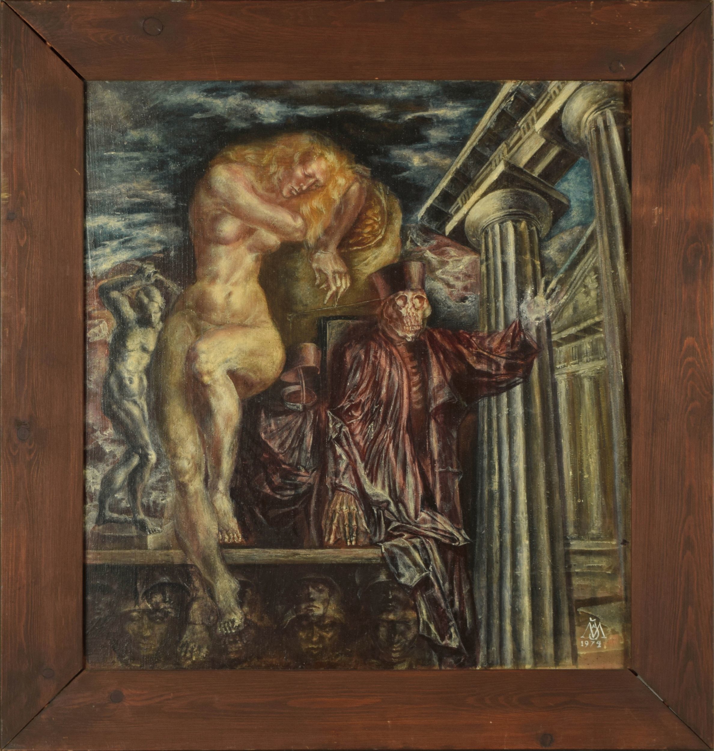 Artwork by Alexandra Müller-Jontschewa, DIE SCHLAFENDE JUSTIZIA, Made of Mischtechnik/Hartfaser