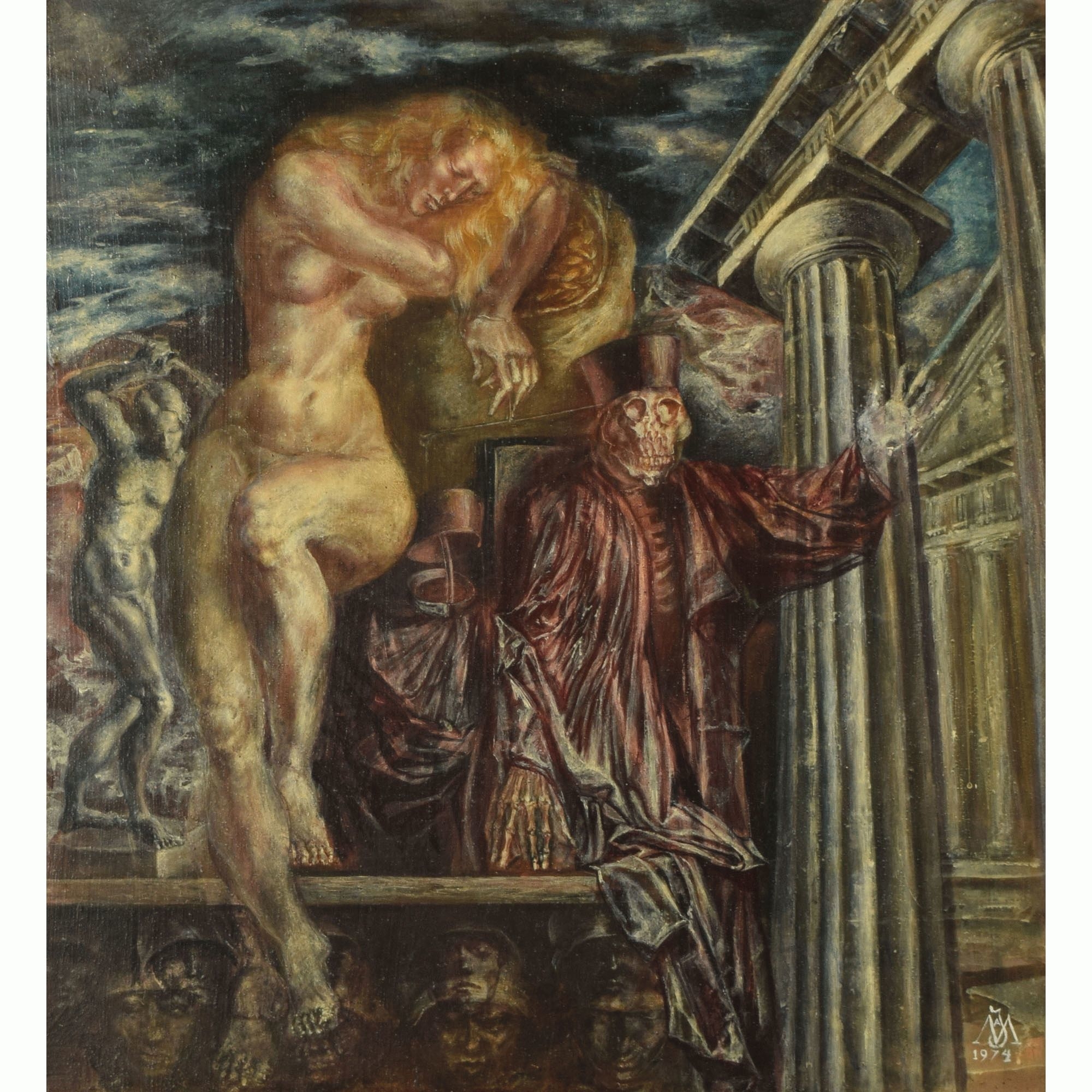 Artwork by Alexandra Müller-Jontschewa, DIE SCHLAFENDE JUSTIZIA, Made of Mischtechnik/Hartfaser