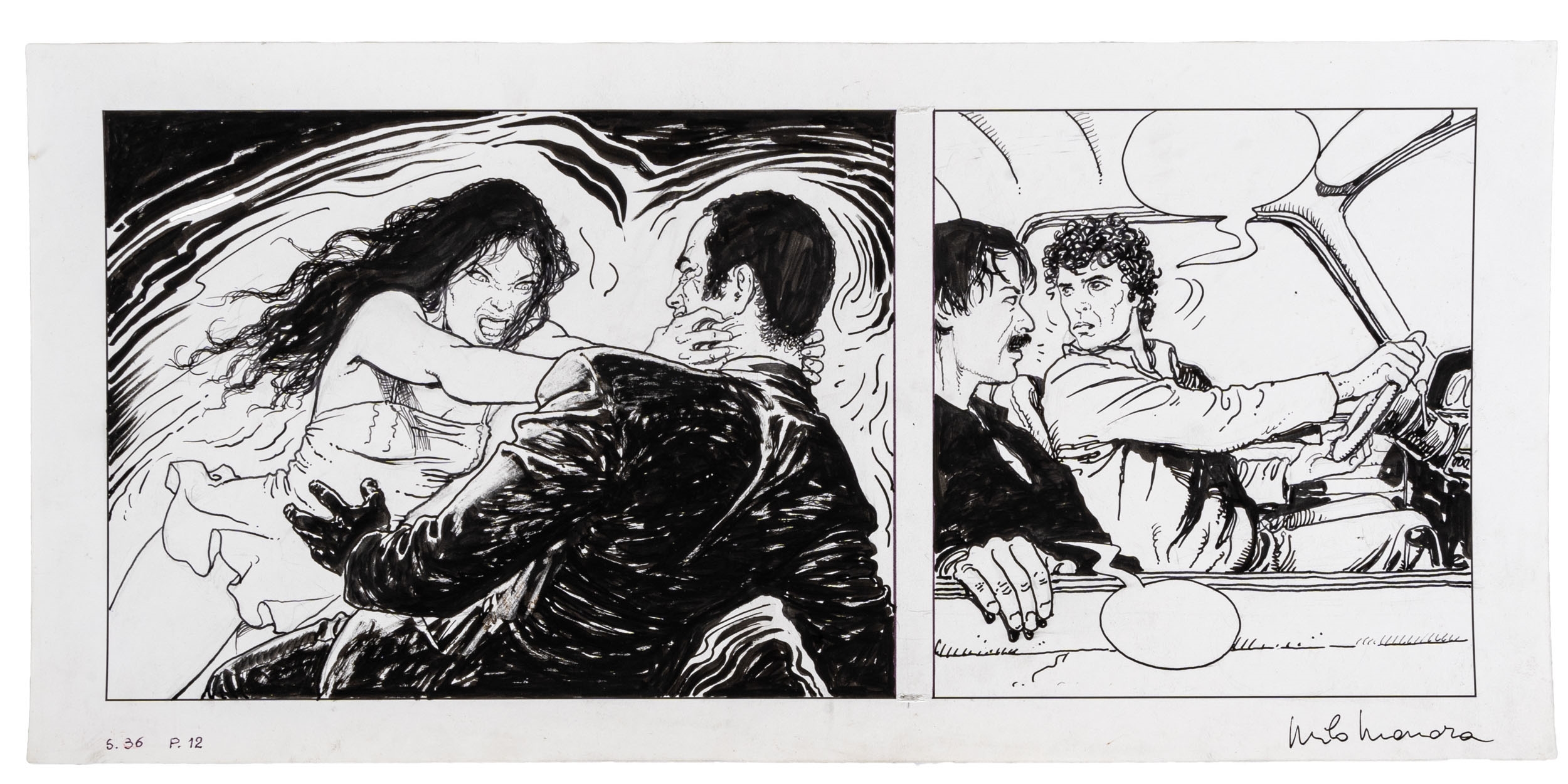 Milo Manara | Gli occhi di Pandora, pagina 12, strisce 34, 35, 36 ...