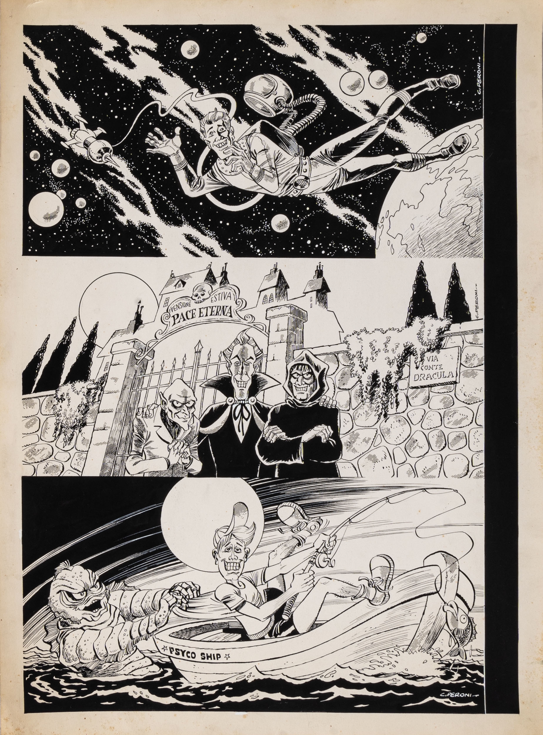 Psyco, n. 3, back cover by Carlo Peroni, 1970