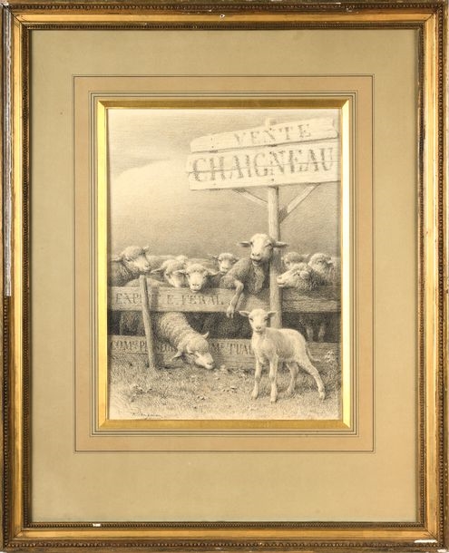 Jean-Ferdinand Chaigneau | Sheep in their pen | MutualArt