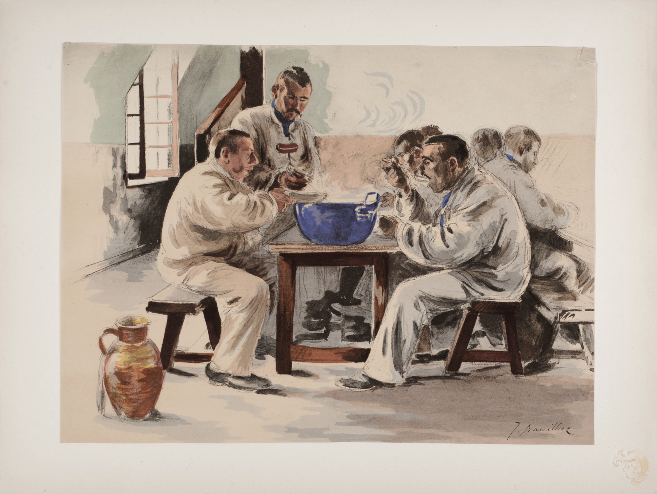 Artwork by Jacques Baseilhac, La Soupe à la Chambrée, Made of lithograph on wove paper