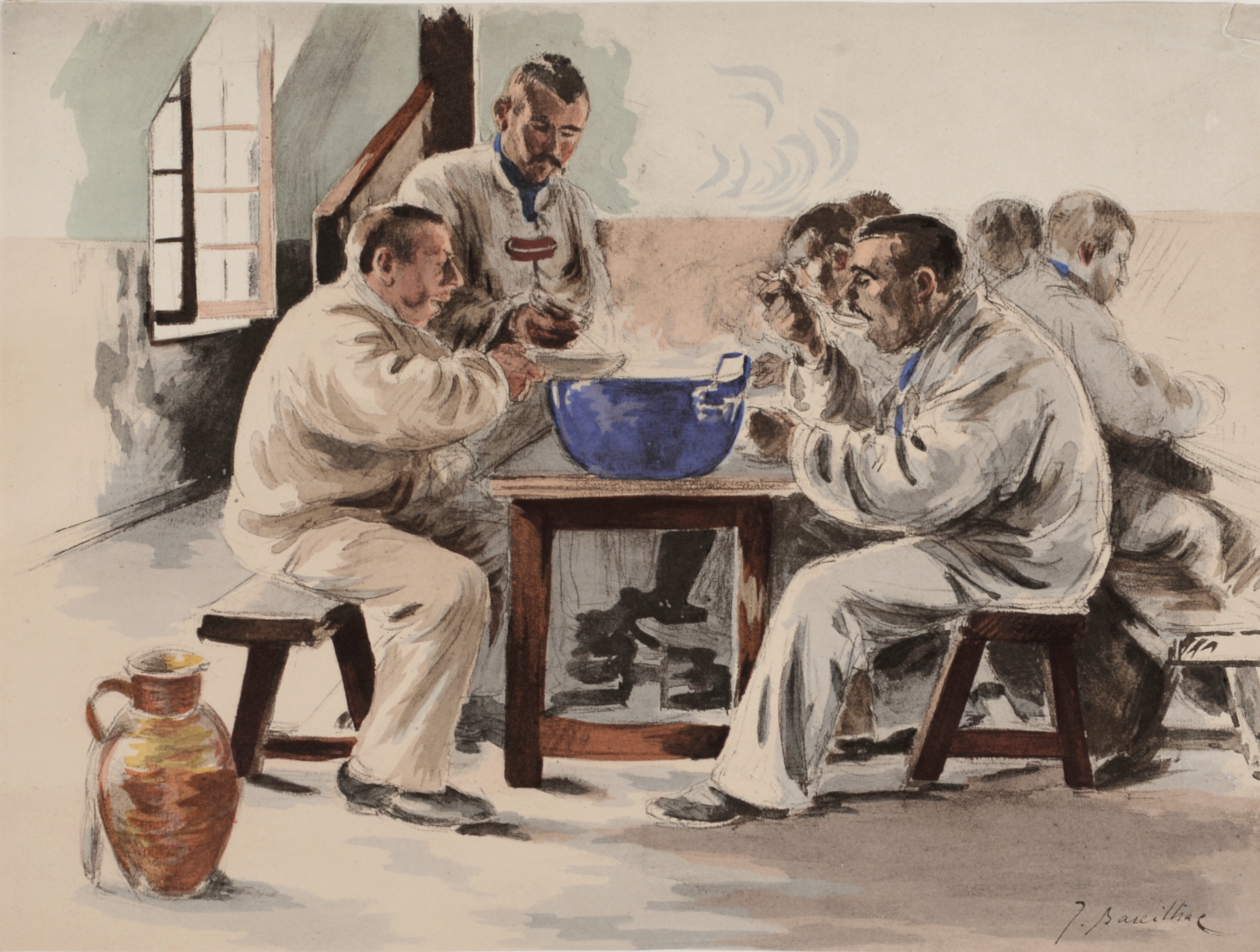 Artwork by Jacques Baseilhac, La Soupe à la Chambrée, Made of lithograph on wove paper