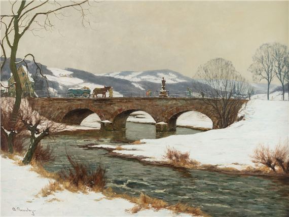 Old bridge over the river Lahn in Limburg by Alfred Rasenberger