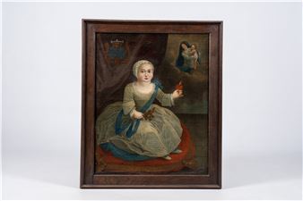 A child with a rattle and a burning heart in the hands - Flemish School, 17th Century