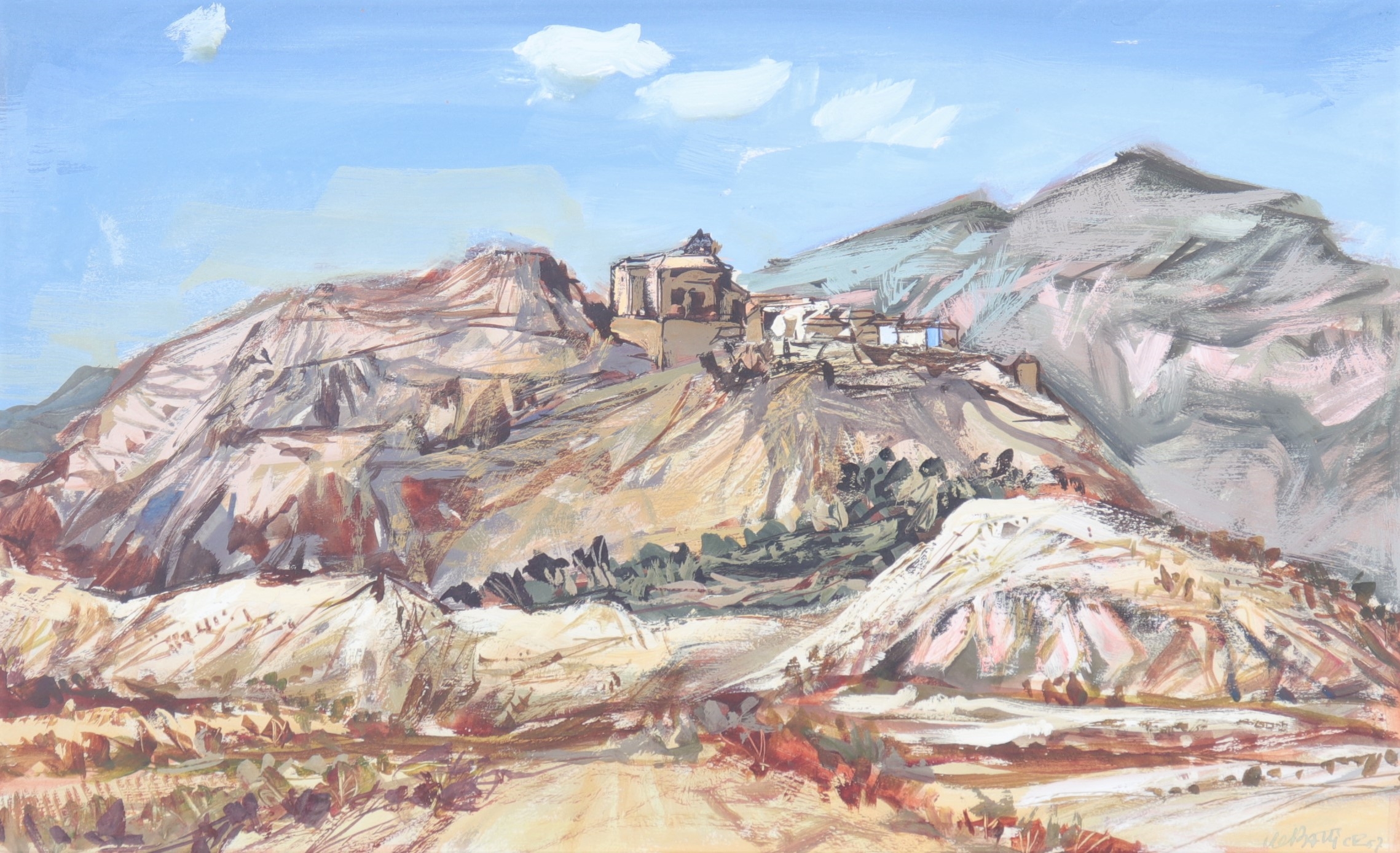 Artwork by Jean Debattice, mountain view, Made of watercolor