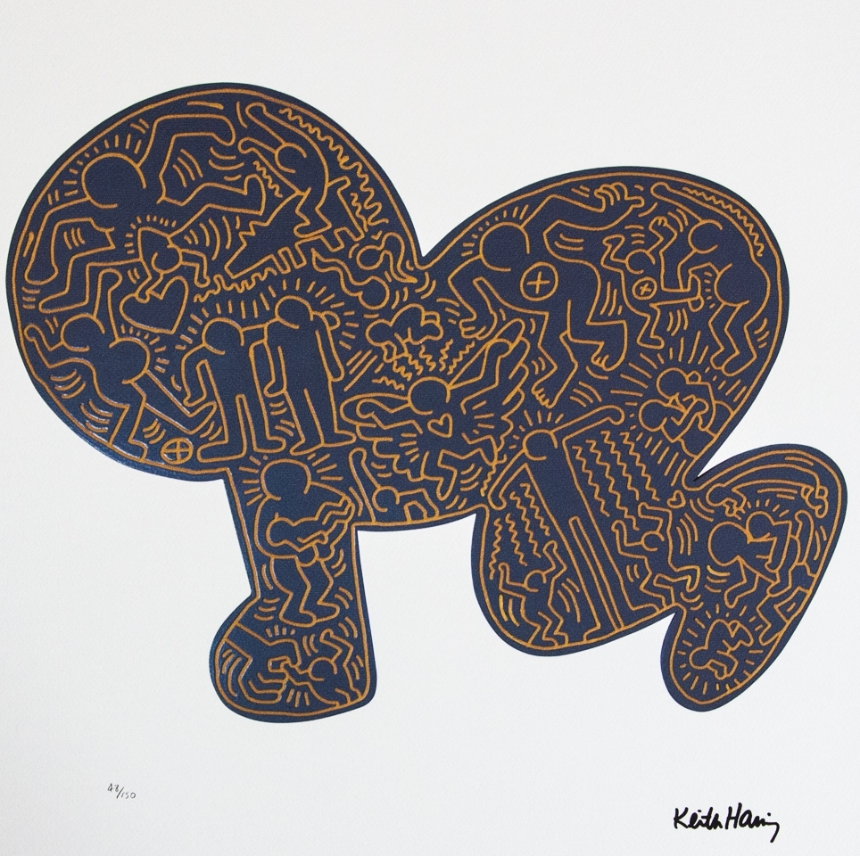 Keith Haring、Silence=Death、希少画集画、新品額装付（Keith