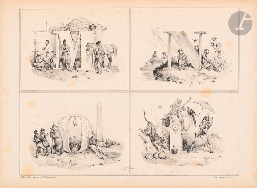 Artwork by Victor Adam, ADAM (Victor).
Recreational Alphabet and... - Lot 99 - Ader, Made of engraved plates, pink paper covers preserved
