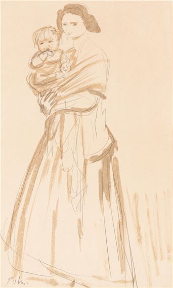 Dorelia, Holding a Child (unframed) by Augustus Edwin John