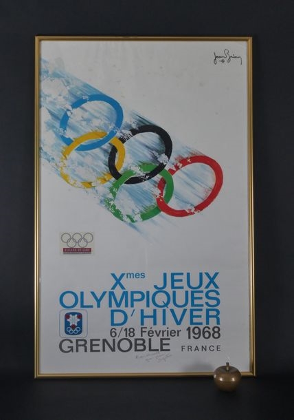 Affiche Originale Jeux Olympiques De Grenoble 1968 - Rare Document Vintage
