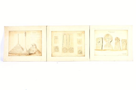 Three ecclesiastical architectural studies in pencil - Edward Falkener