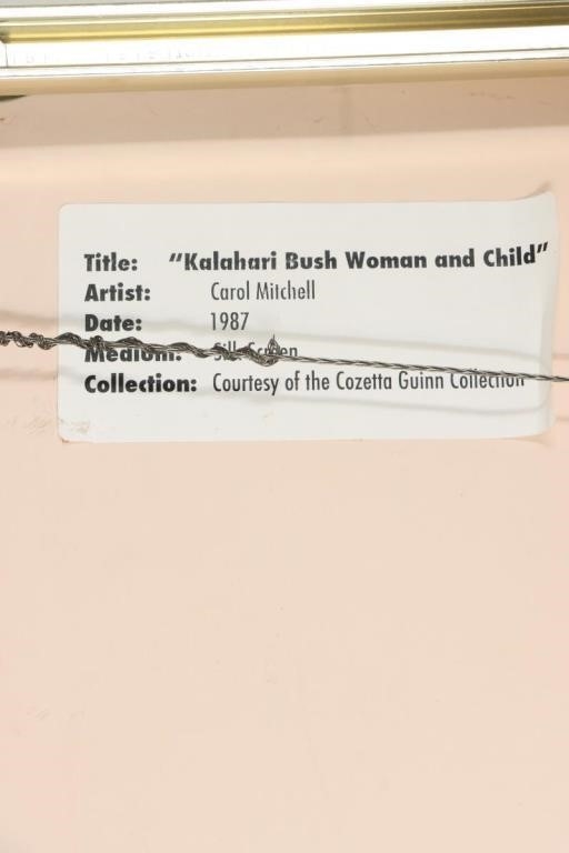Artwork by Carol Mitchell, Kalahari Bush Woman & Child, Made of Lithograph