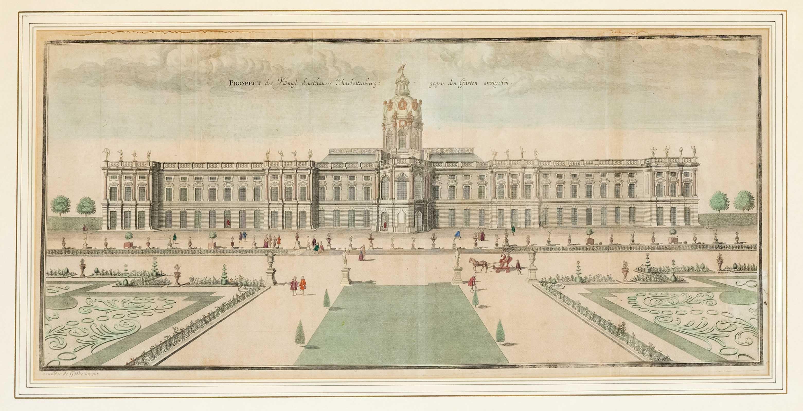 Prospect des Königlichen Lusthauses Charlottenburg gegen den Garten anzusehen by Johann Friedrich Eosander