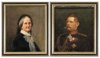 Pair of portraits: Royal Prussian Major General Friedrich Karl Alexander von Rohrscheidt (1808-1881), and his wife Emma Adeline von Rohrscheidt, née Hoyer (1814-1892), - E. Magdalinski