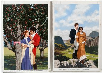 Two Original Romance Novel Illustrations for ''Mister Montgomery's Quest'' and ''Miss Westlake's Windfall'' - Ted Sizemore
